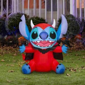 Disney Stitch Devil 3FT Light Up Inflatable Devil Costume Halloween Yard Decor